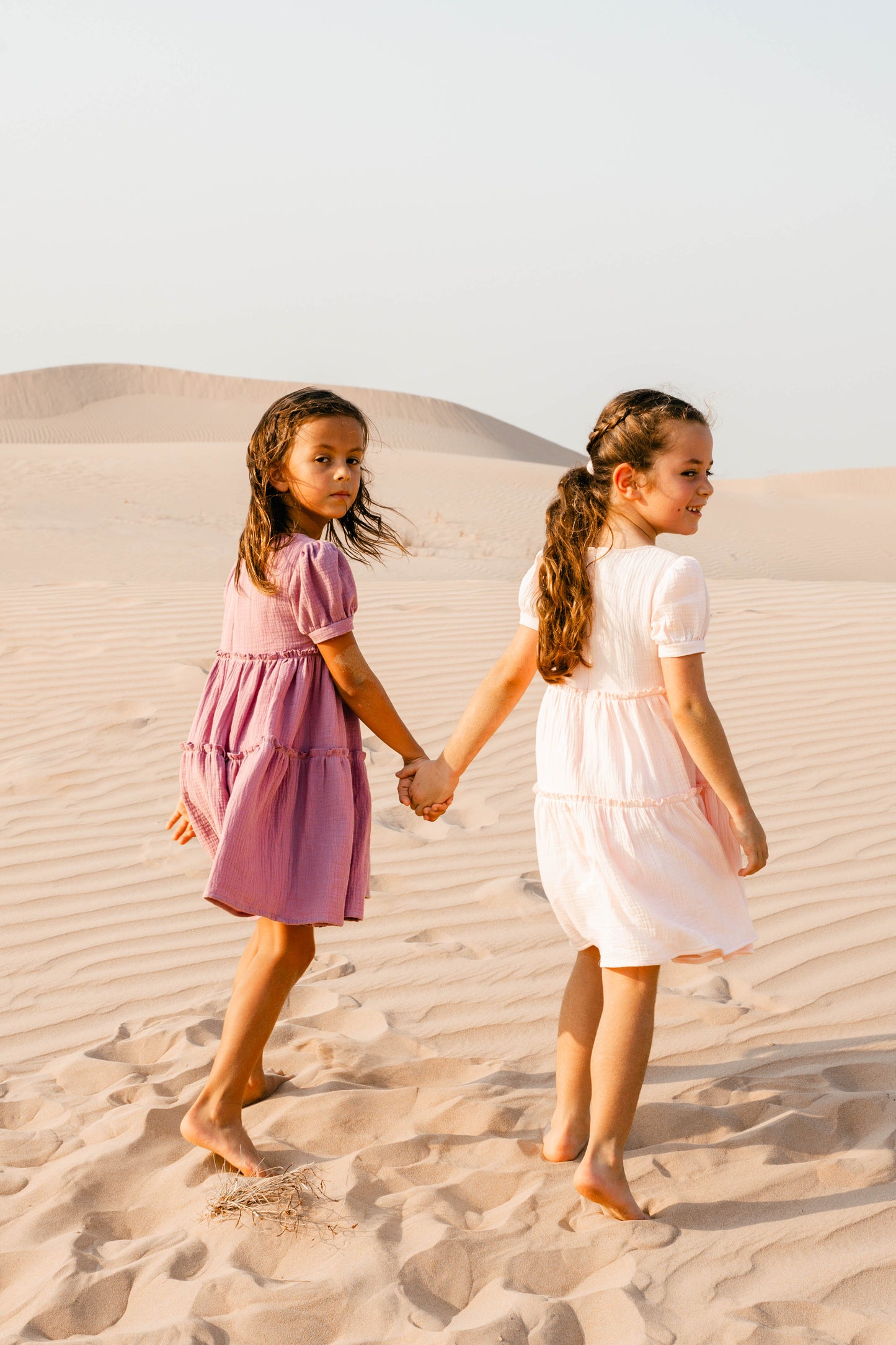 Canterbury Dress, Mauve/ Pastel Pink Cotton Gauze