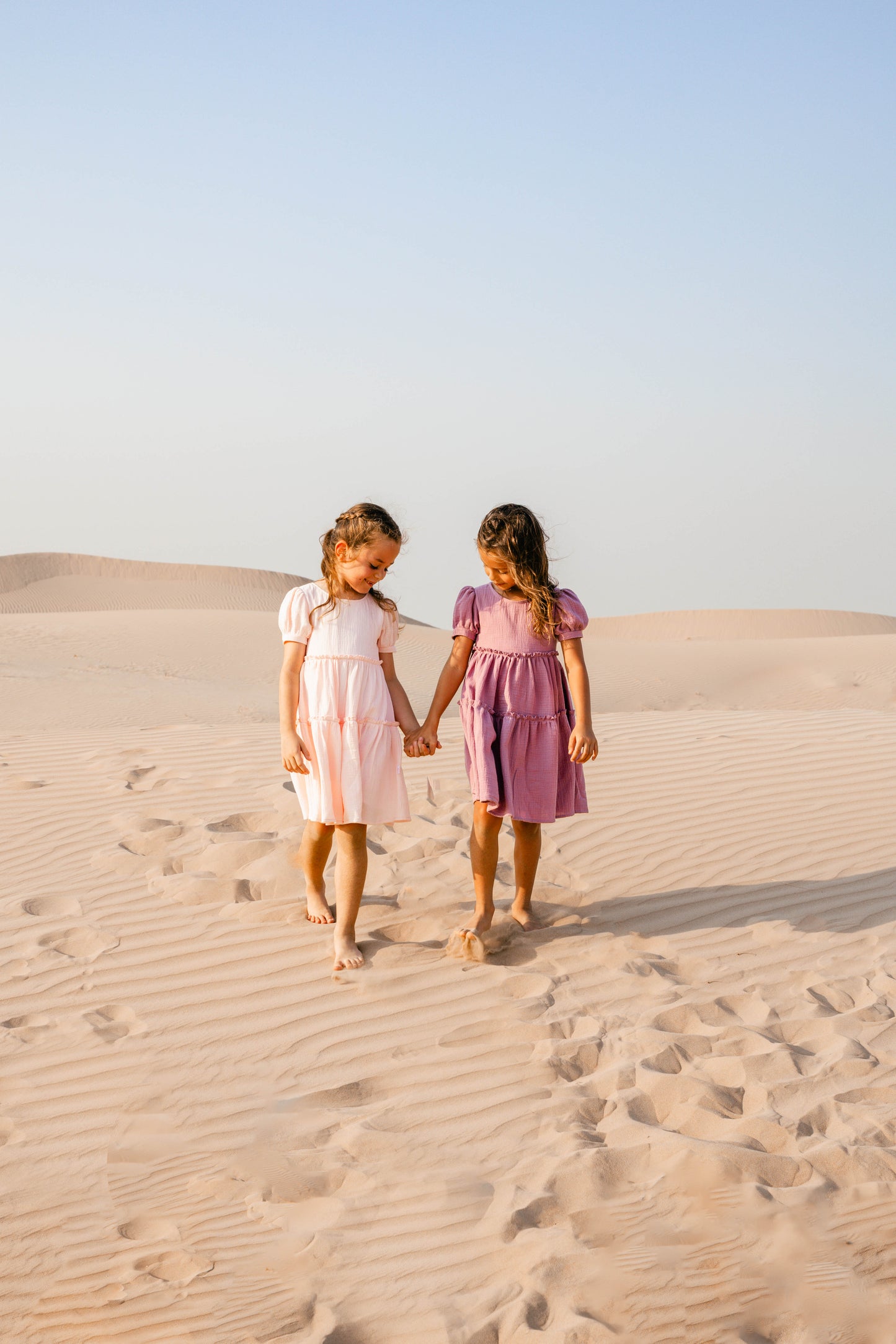 Canterbury Dress, Mauve/ Pastel Pink Cotton Gauze