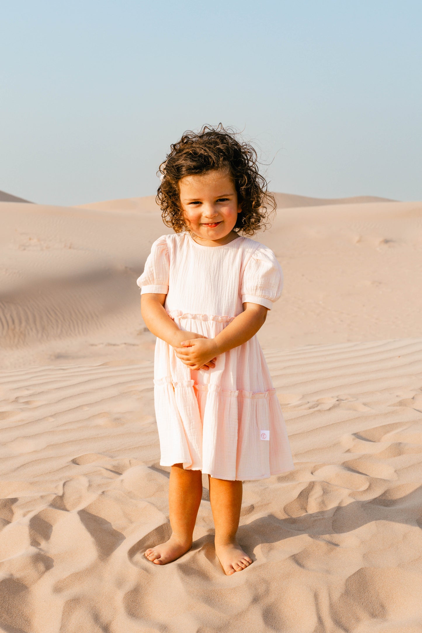 Canterbury Dress, Mauve/ Pastel Pink Cotton Gauze