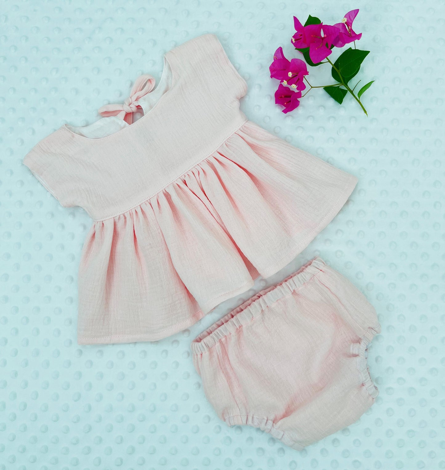 Lorne 2 Piece Set, Light Pink Cotton Gauze