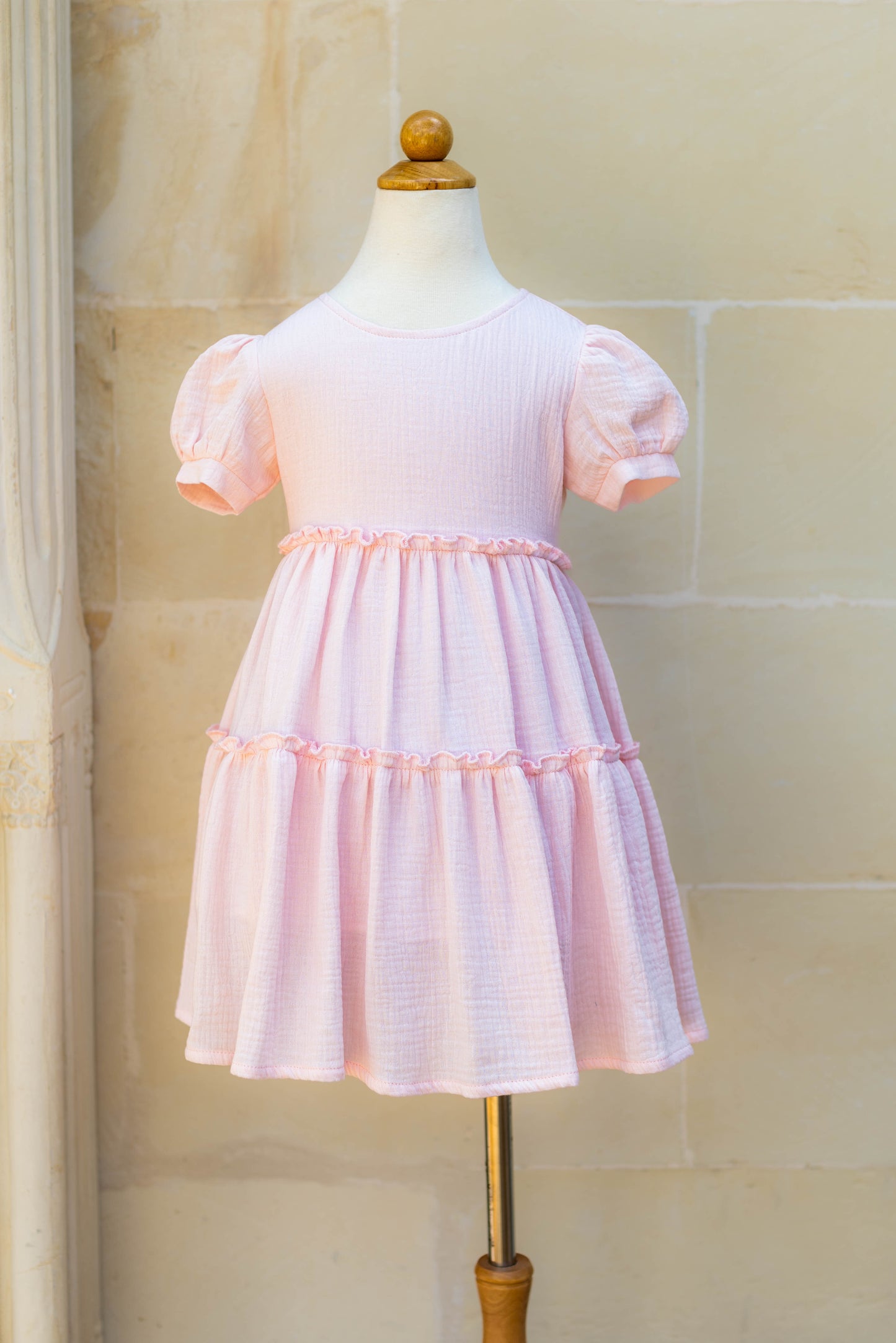 Canterbury Dress, Mauve/ Pastel Pink Cotton Gauze
