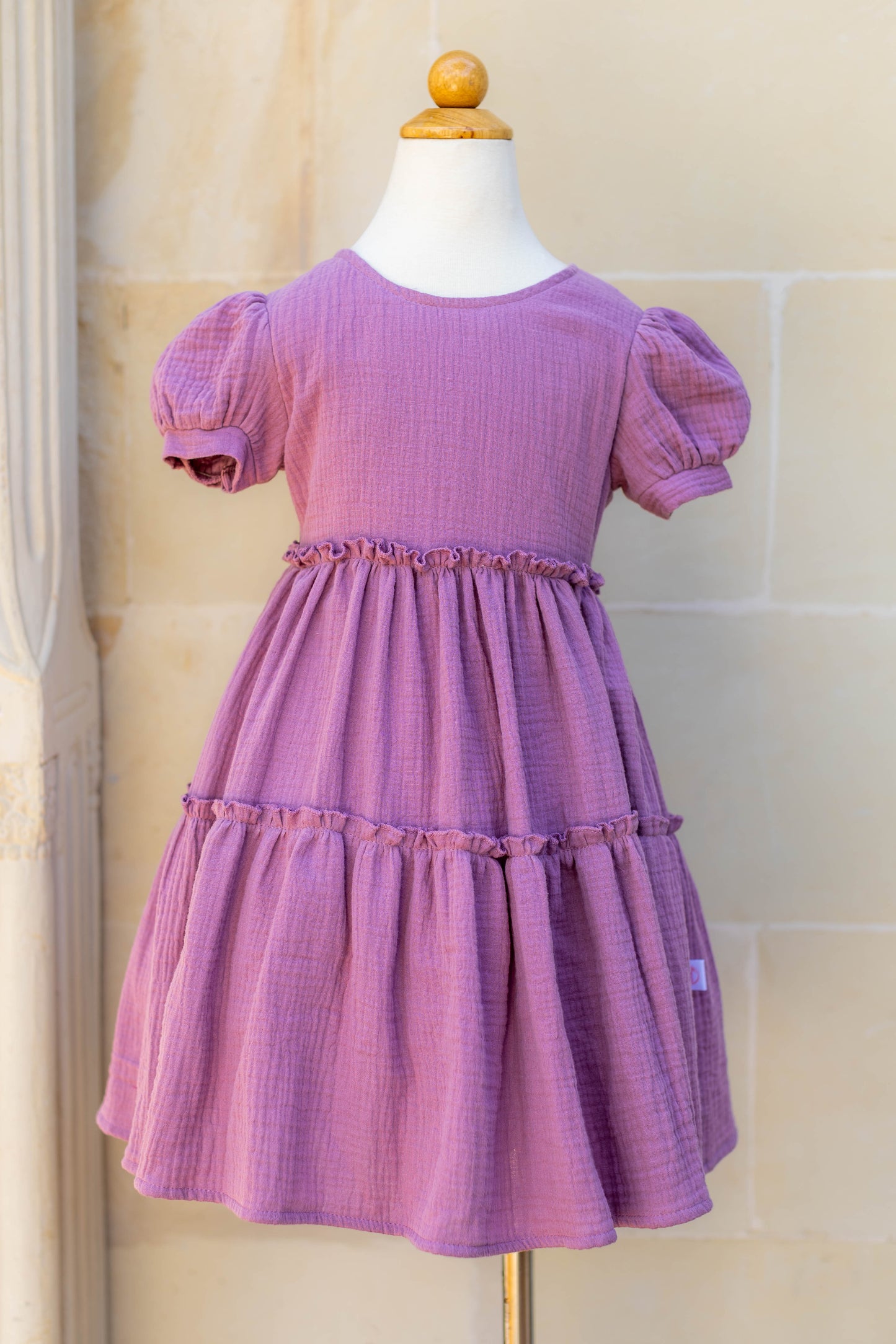 Canterbury Dress, Mauve/ Pastel Pink Cotton Gauze