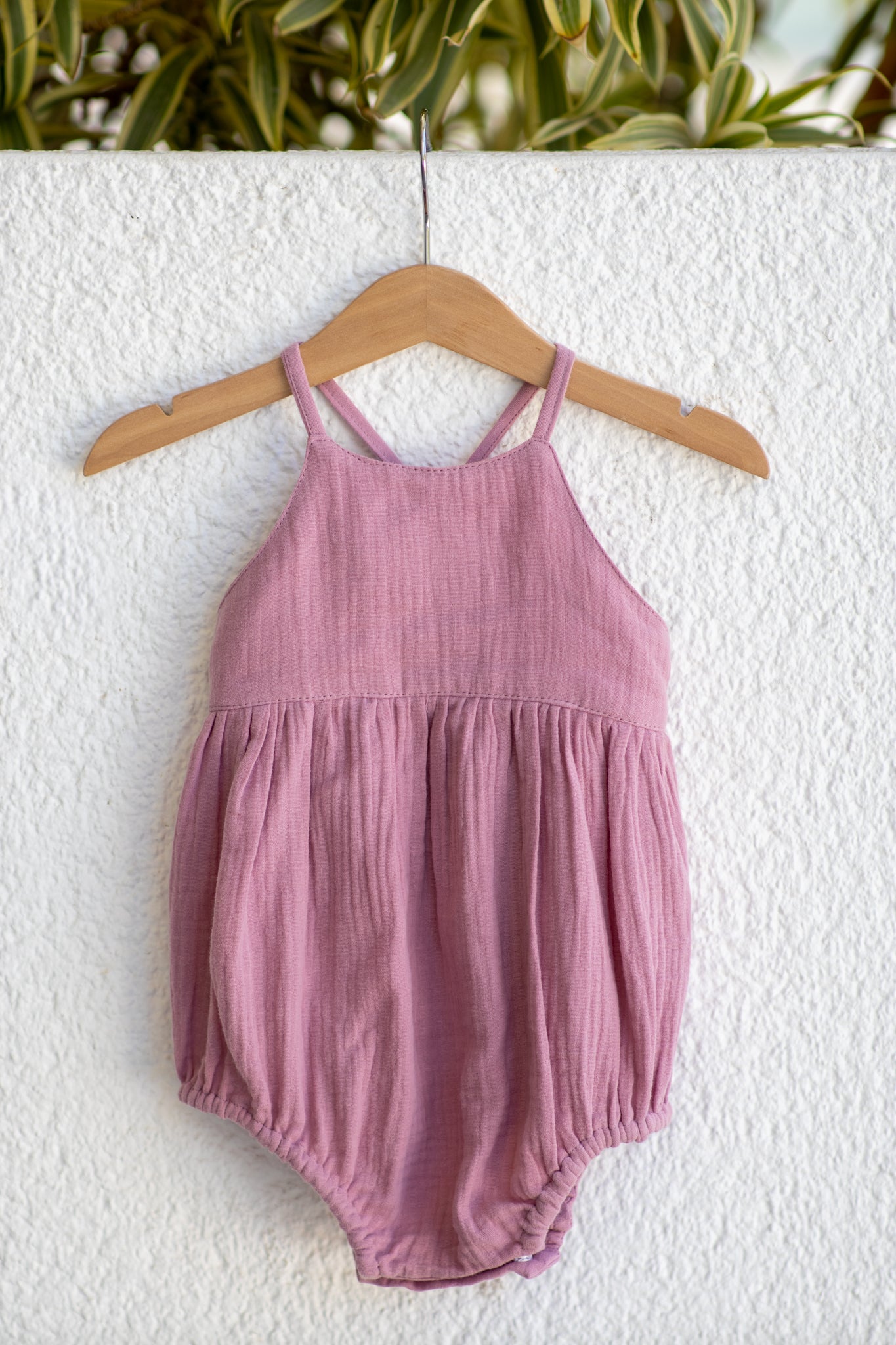 Amsterdam Romper, Dusky Pink Cotton Gauze