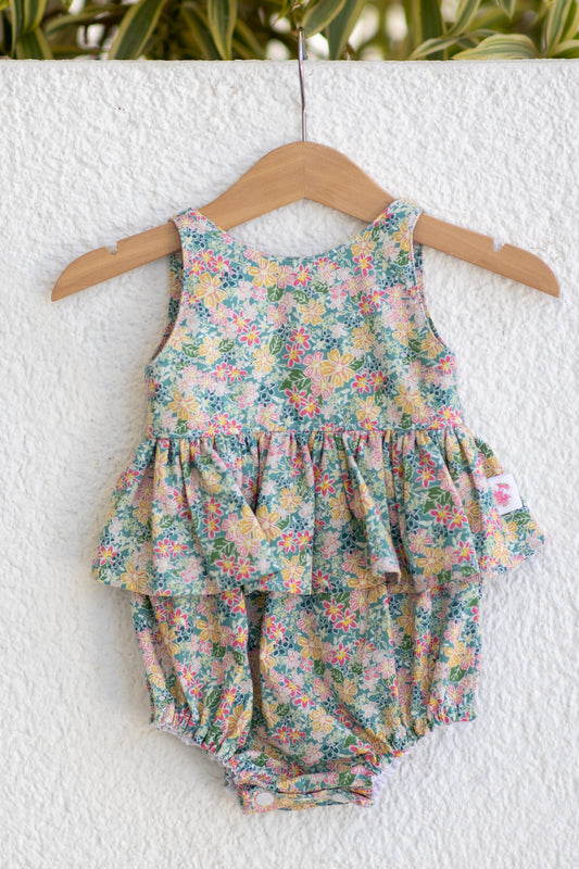 Molly Romper, Green Floral