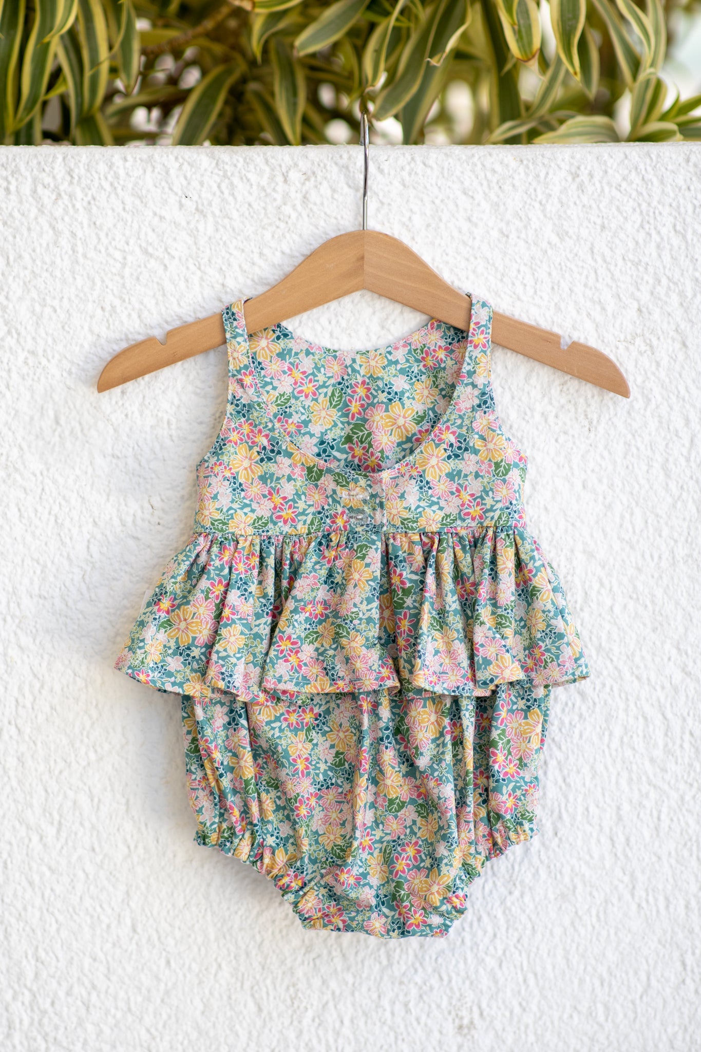 Molly Romper, Green Floral